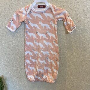 Milkbarn Pink White Fox Baby Infant Sleep Sack Gown 0-3 Mo